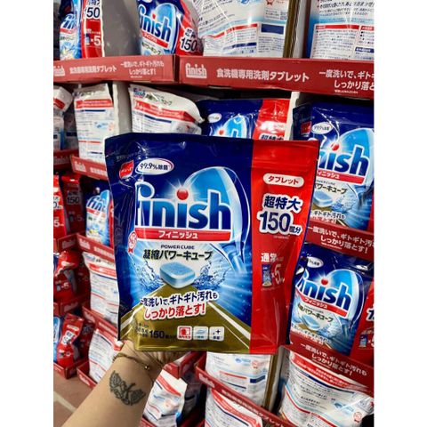 Viên rửa bát Finish Power Cube Nhật Bản - Túi 150 viên làm sạch, khử mùi và an toàn cho máy rửa bát, tiết kiệm thời gian nấu nướng