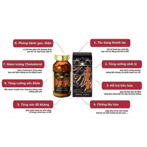 Viên uống Đông trùng hạ thảo Royal Gold Nhật Bản - Hộp 420 viên - Bổ dưỡng, tăng cường sức khỏe và đề kháng, chống lão hóa hiệu quả
