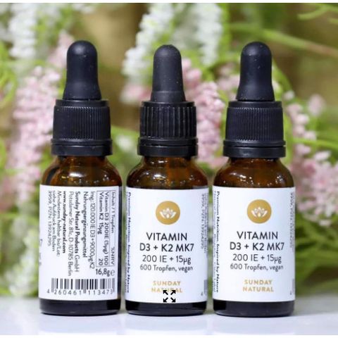 Vitamin D3 K2 MK7 200IE Sunday Natural 20 ml Đức, hàng nhập khẩu có mã QR 403225