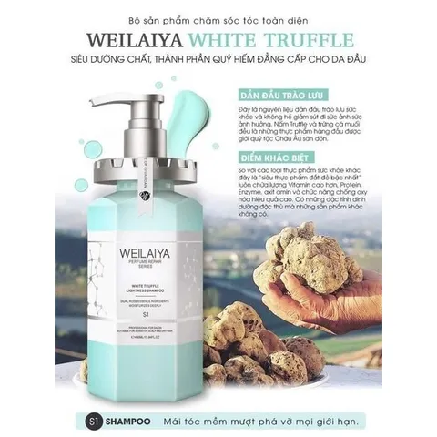 Bộ dầu gội đầu, gội xả phục hồi tóc chiết xuất nấm Truffle Weilaiya chính hãng, phục hồi tóc khô xơ, tóc hư tổn 403234