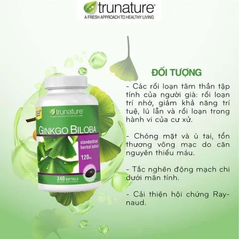 (Auth) Ginkgo Biloba Trunature 120mg của Mỹ - 340 viên - Lưu thông tuần hoàn mãu não , giúp trí nhớ 403282