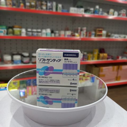 Nước Nhỏ Mắt Nhân Tạo Santen Soft Santear Nhật Bản - Giảm Mỏi Mắt, Khô Mắt, 2 Màu Xanh và Hồng, Set 4 Lọ 5ml