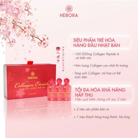 Nước Uống Collagen Hebora Enrich 500ml - Hỗ Trợ Làm Đẹp Da, Giảm Lão Hóa, Dạng Túi 28 Gói - Hàng Nhập Khẩu Nhật Bản