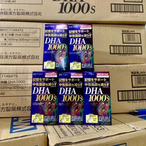 Viên uống bổ não DHA 1000mg Nhật Bản - Hỗ trợ tăng cường trí nhớ và sức khỏe não bộ, 120 viên/hộp