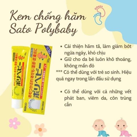 Kem chống hăm Sato Polybaby Nhật Bản 30g - An toàn cho da nhạy cảm của bé, hiệu quả ngay lần sử dụng đầu tiên, giữ da khô thoáng.