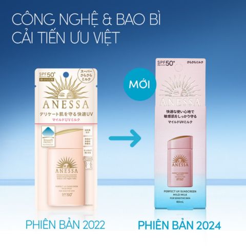 Sữa Chống Nắng Anessa UV SPF50+/PA++++ 60ml Dành Cho Da Nhạy Cảm - Bảo Vệ Và Dưỡng Ẩm Hiệu Quả, An Toàn Dùng Hàng Ngày