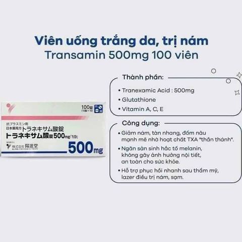Viên uống Transamin 500mg 100 viên Nhật Bản - Làm trắng da, mờ thâm nám và tàn nhang hiệu quả, hỗ trợ sắc đẹp tuyệt vời.