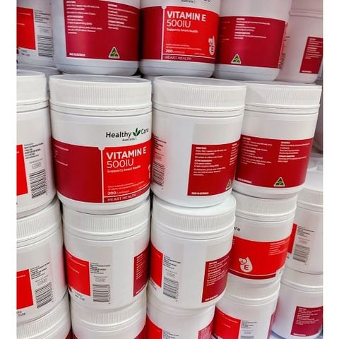 Viên uống Vitamin E Healthy Care 500IU - Hỗ trợ làm đẹp da và tóc, xuất xứ Úc, hộp 200 viên, ngăn ngừa lão hóa, tốt cho tim mạch