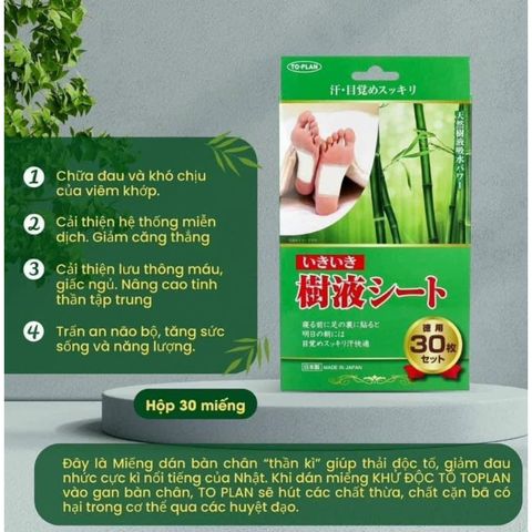 Miếng Dán Thải Độc Chân Kenko Nhật Bản - Hỗ Trợ Thanh Lọc Cơ Thể và Tăng Cường Tuần Hoàn Máu - Hộp 30 Miếng