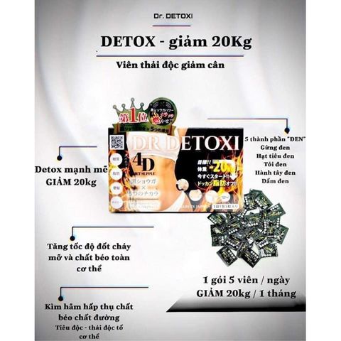 Viên Uống Giảm Cân Thải Độc DR Detoxi 4D Nhật Bản - Đốt Cháy Mỡ Thừa, Thanh Lọc Cơ Thể An Toàn, Hỗ Trợ Vóc Dáng Thon Gọn