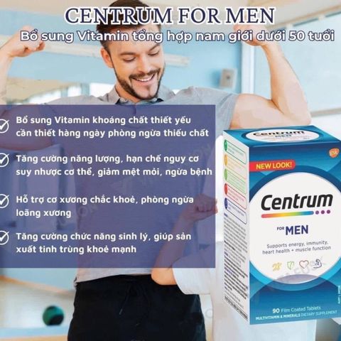 Viên uống vitamin tổng hợp nam Centrum Men Multi-Vitamin 200 viên, sức khỏe nam