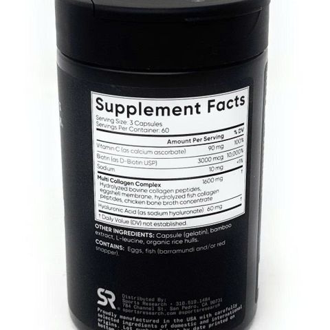 Viên Uống Collagen Sports Research Multi Collagen Complex 180 Viên - Tăng Cường Sức Khỏe Da, Tóc, Móng Từ Mỹ