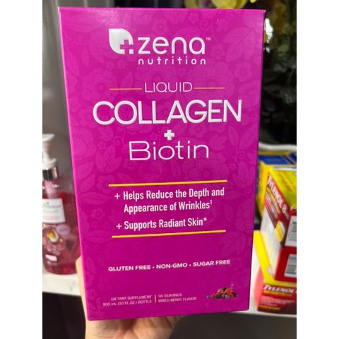 Collagen Dạng Nước Zena Nutrition 900ml + Biotin - Giúp Làm Trẻ Hóa Da và Tăng Cường Độ Ẩm, Thích Hợp Cho Nam Nữ