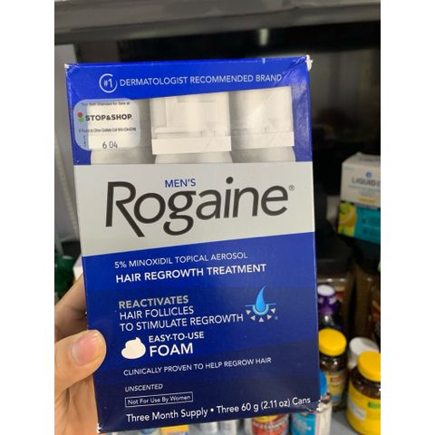 Kem Mọc Tóc Rogaine Minoxidil 5% Dạng Bọt Cho Nam - Hỗ Trợ Mọc Tóc, Giảm Rụng Tóc, Chính Hãng Italia - Hộp 3 Chai