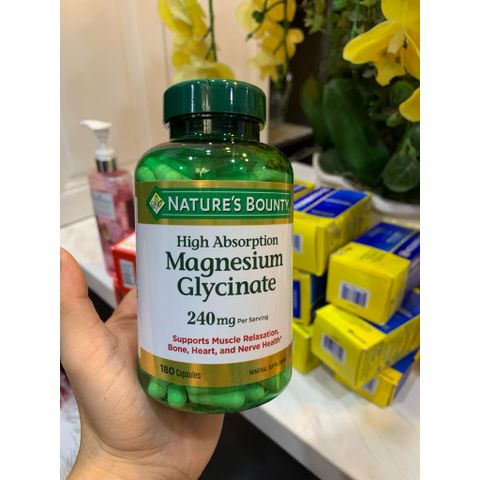 Viên uống bổ sung Magnesium Glycinate 240mg Nature's Bounty - Hỗ trợ sức khỏe xương, cơ bắp, thần kinh - 180 viên