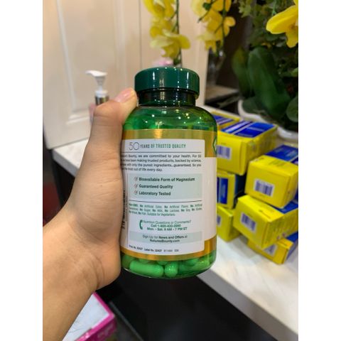 Viên uống bổ sung Magnesium Glycinate 240mg Nature's Bounty - Hỗ trợ sức khỏe xương, cơ bắp, thần kinh - 180 viên