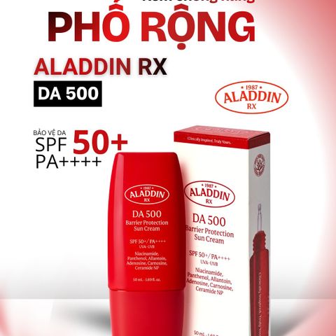 Kem Chống Nắng Aladdin RX DA500 BARRIER PROTECTION SPF50+/PA++++ 50ml - Bảo Vệ Da Nhạy Cảm, Dưỡng Ẩm và Lớp Trang Điểm Tự Nhiên