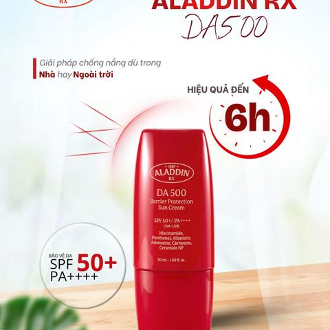 Kem Chống Nắng Aladdin RX DA500 BARRIER PROTECTION SPF50+/PA++++ 50ml - Bảo Vệ Da Nhạy Cảm, Dưỡng Ẩm và Lớp Trang Điểm Tự Nhiên