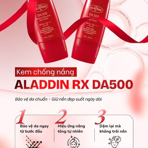 Kem Chống Nắng Aladdin RX DA500 BARRIER PROTECTION SPF50+/PA++++ 50ml - Bảo Vệ Da Nhạy Cảm, Dưỡng Ẩm và Lớp Trang Điểm Tự Nhiên