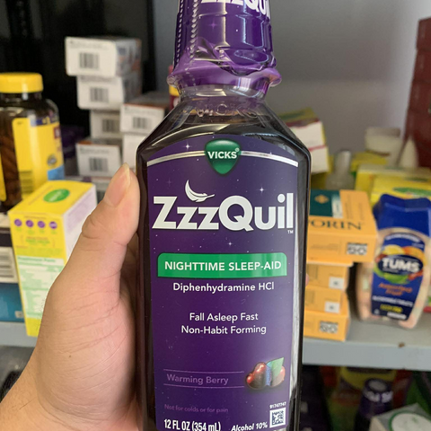 Siro Hỗ Trợ Giấc Ngủ Ban Đêm Vicks Nyquil ZzzQuil Nighttime Sleep Aid - Giúp Ngủ Ngon Sâu, Giảm Tỉnh Giấc Giữa Đêm, Mỹ