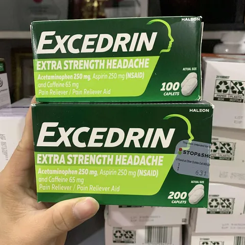 Viên uống giảm đau đầu Excedrin Extra Strength 100 và 200 Viên - Giải pháp hiệu quả cho đau nửa đầu và cảm lạnh