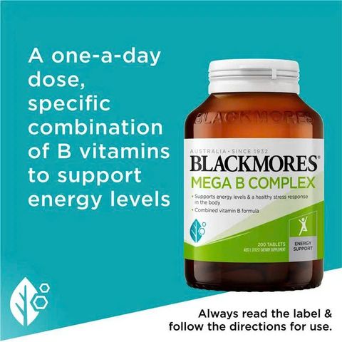 Viên Uống Vitamin B Tổng Hợp Blackmores Mega B Complex - Hỗ Trợ Năng Lượng và Hệ Thần Kinh, Chai 75 Viên Chính Hãng Úc