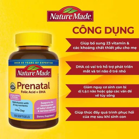 Vitamin Tổng Hợp Cho Mẹ Bầu Nature Made Prenatal 150 Viên - Bổ Sung Dinh Dưỡng Thiết Yếu Cho Mẹ và Bé Trong Thời Kỳ Mang Thai