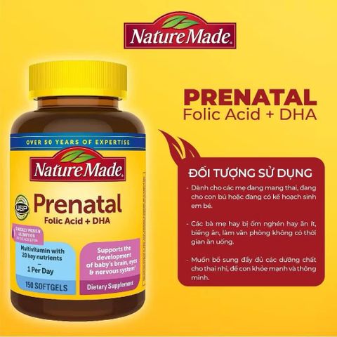 Vitamin Tổng Hợp Cho Mẹ Bầu Nature Made Prenatal 150 Viên - Bổ Sung Dinh Dưỡng Thiết Yếu Cho Mẹ và Bé Trong Thời Kỳ Mang Thai