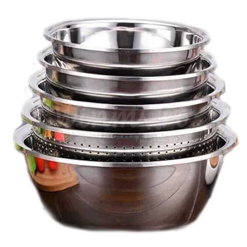 Bộ 5 Rổ Chậu Inox 304 Cao Cấp - Dụng Cụ Nhà Bếp Đủ Kích Cỡ Phù Hợp Nấu Ăn Gia Đình, Chịu Nhiệt Tốt