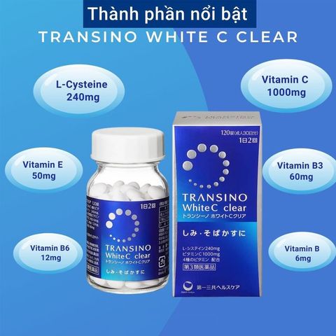 Viên Trắng Da Giảm Nám Transino White C Clear 120 Viên - Thực Phẩm Chức Năng Từ Nhật Bản Cho Da Sáng Mịn, Giảm Nám