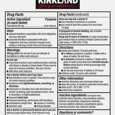 Viên uống kiểm soát Acid dạ dày Kirkland Signature 20mg - Giảm ợ chua, trào ngược, cải thiện tiêu hóa - Hỗ trợ sức khỏe dạ dày