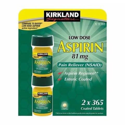 Viên uống Kirkland Aspirin Low Dose 81mg - Hỗ trợ sức khỏe tim mạch, phòng ngừa tai biến - 365 viên tiện lợi