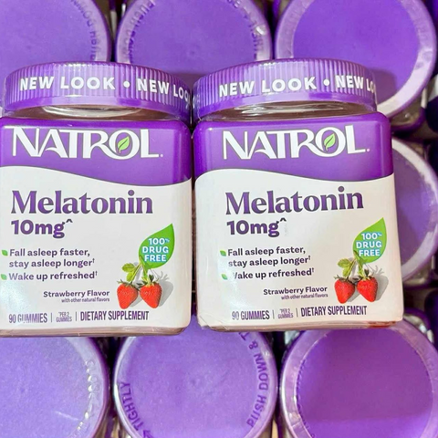 Kẹo Dẻo Ngủ Ngon Natrol Gummies 10mg - 90 Viên Vị Dâu, Hỗ Trợ Giấc Ngủ Sâu và Thư Giãn Tinh Thần