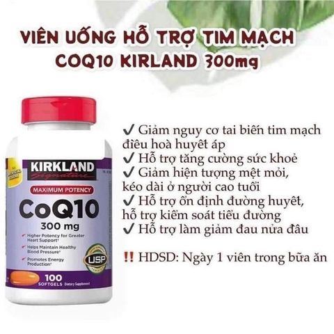 (Sales) Viên uống Kirkland CoQ10 300mg 100 viên - Hỗ trợ sức khỏe tim mạch và tăng cường năng lượng tự nhiên Chính hãng