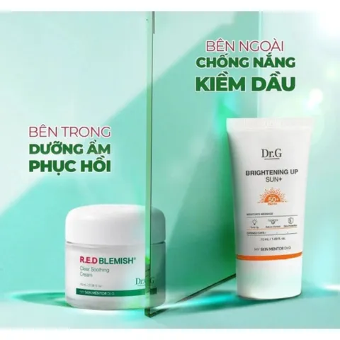 Sét Kem Dưỡng Dr.G R.E.D Blemish 70ml Phục Hồi Da + Chống Nắng Dr.G Brightening 20ml