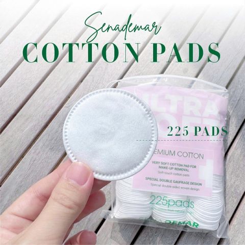 Bông Tẩy Trang Sendemar 100% Cotton 225 Miếng/Túi - Mềm Mịn, Không Xơ Bông