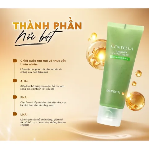 Tẩy Da Chết Dr.Pepti Centella Turnover Soft Peeling 100ml -  Chiết Xuất Rau Má, Làm Sạch Sâu, Dịu Da
