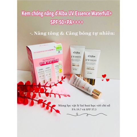 Sét 3 Tuýp Kem Chống Nắng d'Alba Hồng Và Tím 50+50+20ml (120ml) – Dưỡng Sáng, Chống Nắng SPF Cao