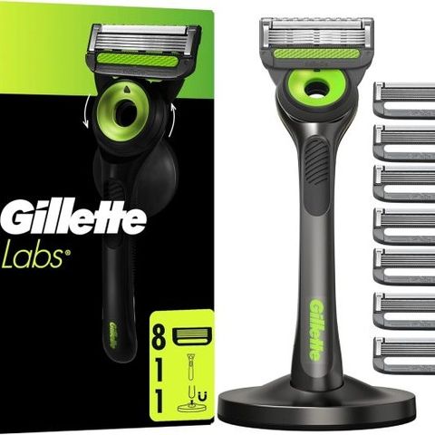 Dao cạo râu Gillette Labs - Bộ 1 đế và 8 lưỡi thay thế cho nam giới, cạo râu sắc bén và thoải mái, chất lượng Đức