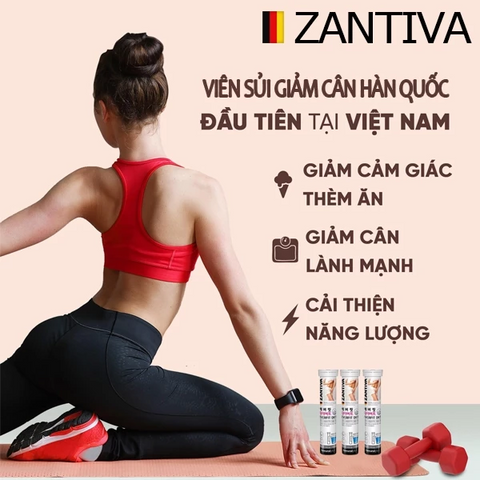 Viên Sủi Giảm Cân Zantiva Trắng - Hỗ Trợ Giảm Cảm Giác Thèm Ăn, Thanh Lọc Cơ Thể, Dễ Uống, 20 Viên Hàng Ngày