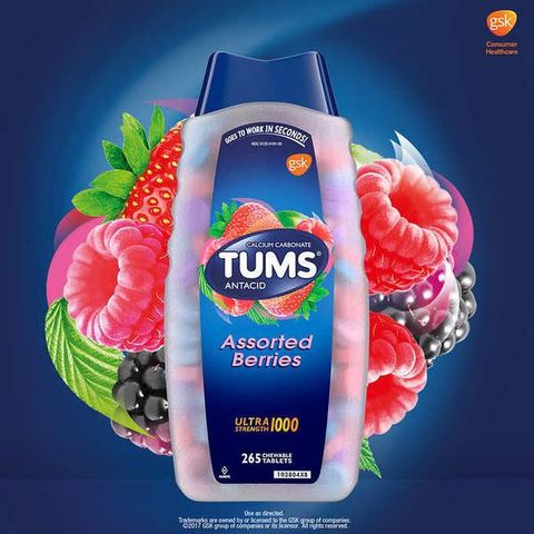 Viên nhai Tums Antacid Assorted Berries 265 viên – giảm ợ nóng