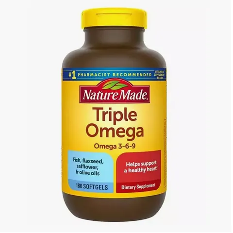 Triple Omega 3-6-9 Nature Made 180 viên, tim mạch, bổ mắt