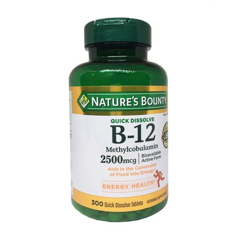 Viên uống B12 Quick Dissolve Nature’s Bounty 300 viên, bổ máu, tăng năng lượng