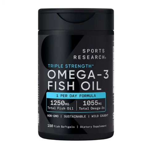 Viên uống dầu cá Sports Research Triple Strength Omega-3 Fish Oil 150 viên - Hàng Mỹ.