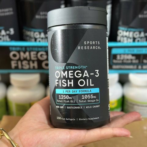 Viên uống dầu cá Sports Research Triple Strength Omega-3 Fish Oil 150 viên - Hàng Mỹ.