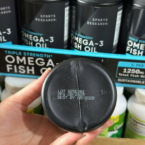 Viên uống dầu cá Sports Research Triple Strength Omega-3 Fish Oil 150 viên - Hàng Mỹ.