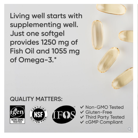 Viên uống dầu cá Sports Research Triple Strength Omega-3 Fish Oil 150 viên - Hàng Mỹ.