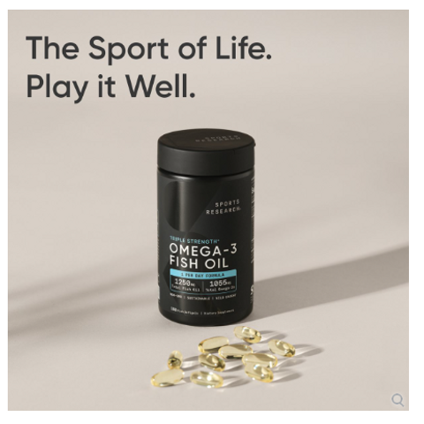 Viên uống dầu cá Sports Research Triple Strength Omega-3 Fish Oil 150 viên - Hàng Mỹ.