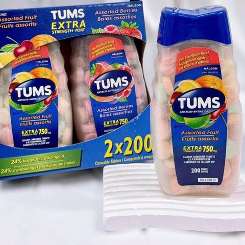 Viên ngậm Hỗ trợ đau dạ dày Tums 200 viên, giảm ợ nóng, khó tiêu - Dâu