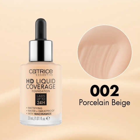 Kem Nền Catrice HD Liquid Coverage 24h SPF25 30ml - Che Phủ Tốt, Lâu Trôi, Mỏng Nhẹ, Phù Hợp Mọi Loại Da